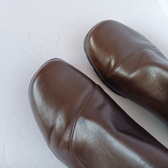 🖤 Easy Spirit Brown Faux Leather Ankle Boots Booties Womens 8 Vegan - Picture 4 of 14